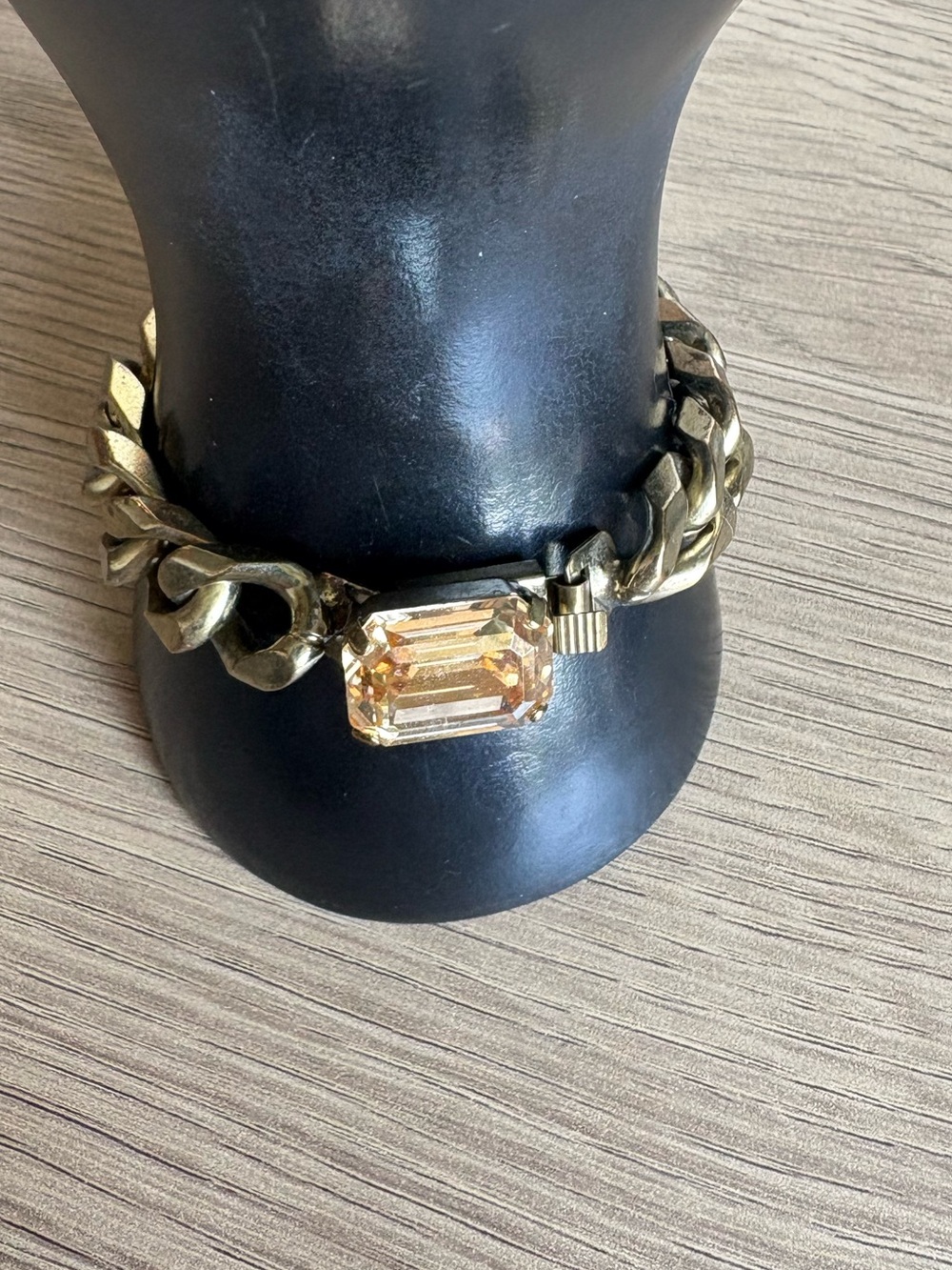 OTAZU Gold-Tone Chain Bracelet with Champagne Center Stone